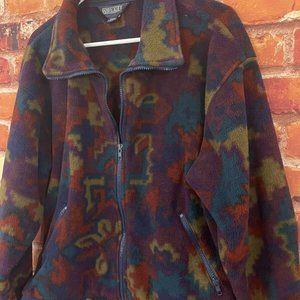 Vintage Lands End Aztec Made USA 90s Fleece Jacket Pullover Sweater Med 10-12